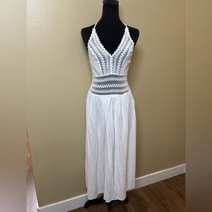 Seaspice Cotton White Halter Midi Dress